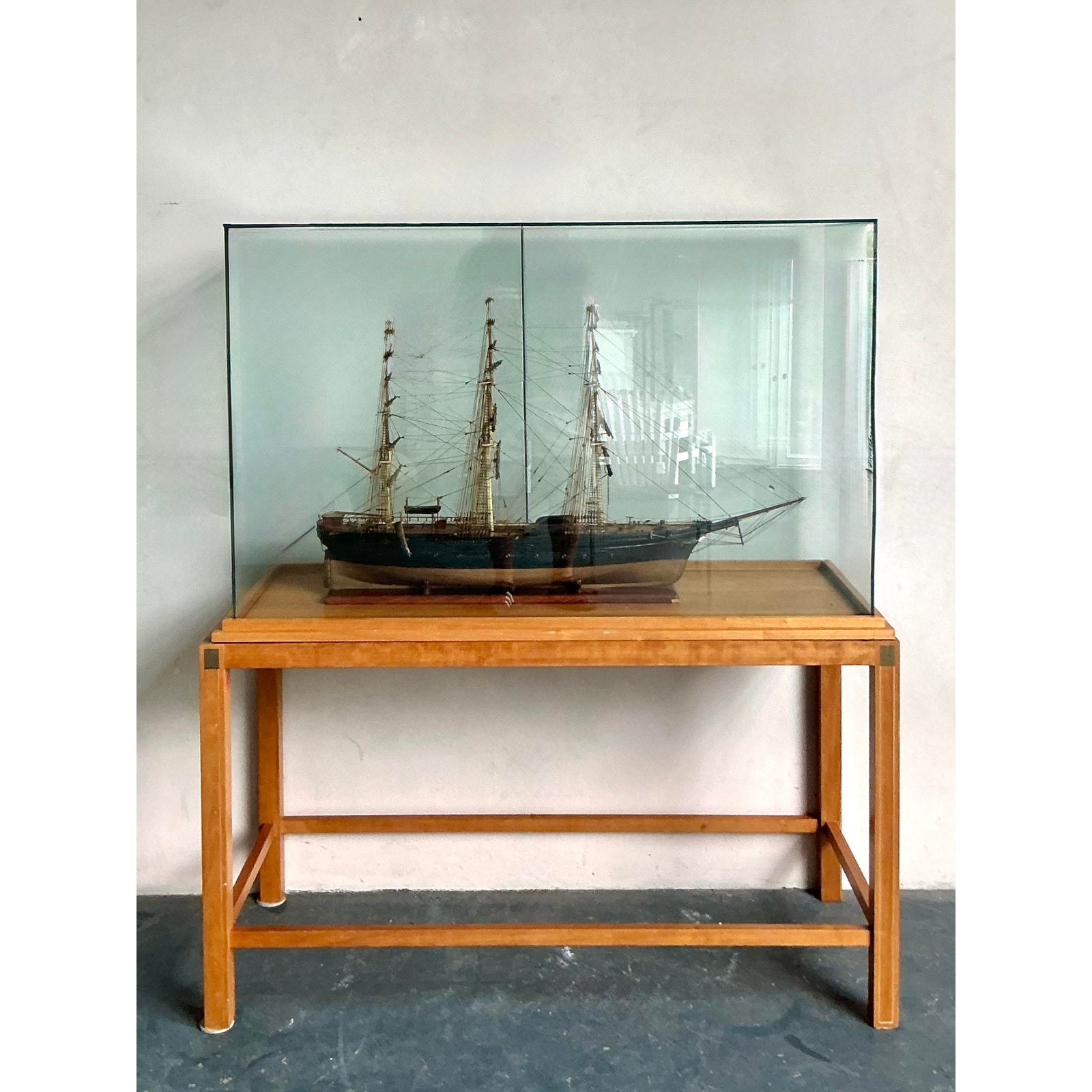 Vintage Coastal Scale Model of Clipper Ship - Detail view
