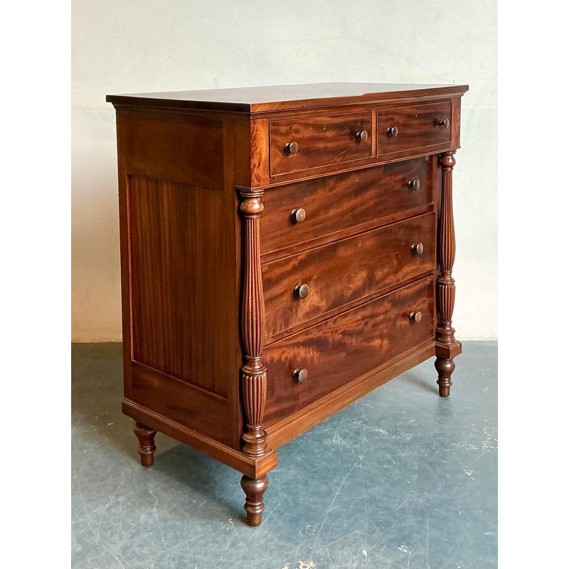 Vintage Federal Flame Mahogany Tall Chest of Drawers - Back view
