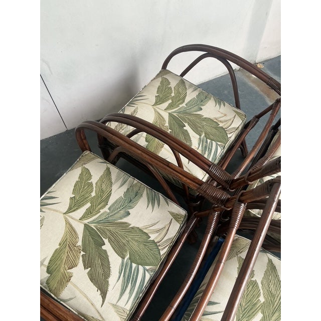 Vintage Boho 1940s Wicker Craft Bent Rattan Lounge Chairs - Set of 4 - Top view