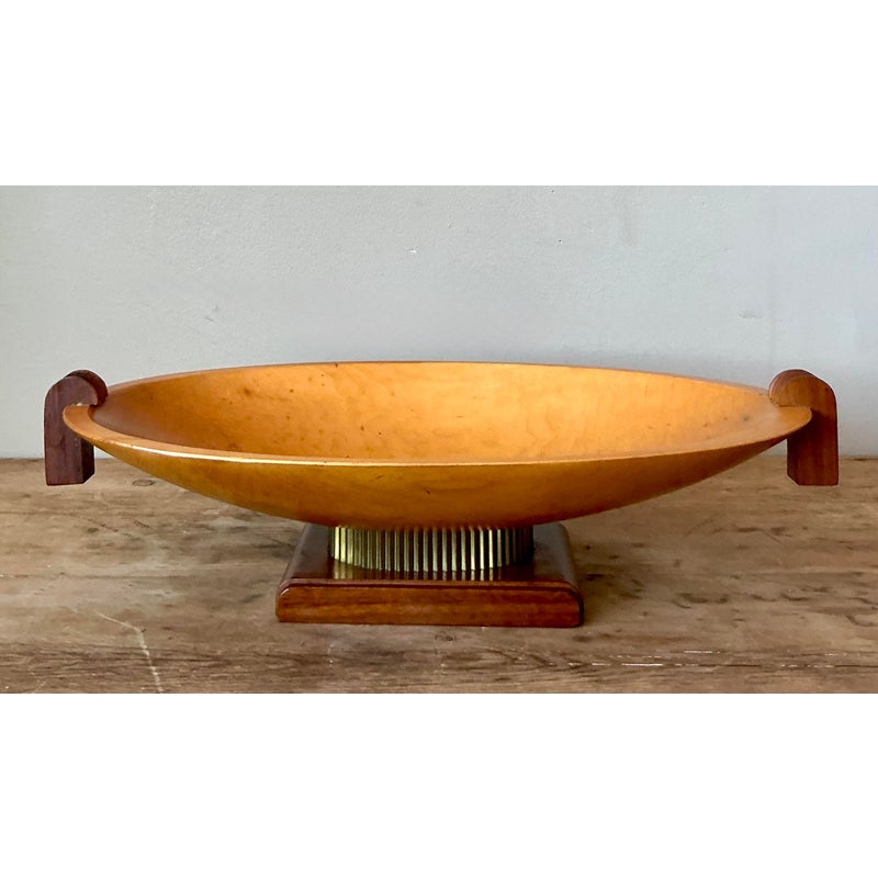 Vintage Postmodern Carved Wooden Centerpiece Bowl - Back view