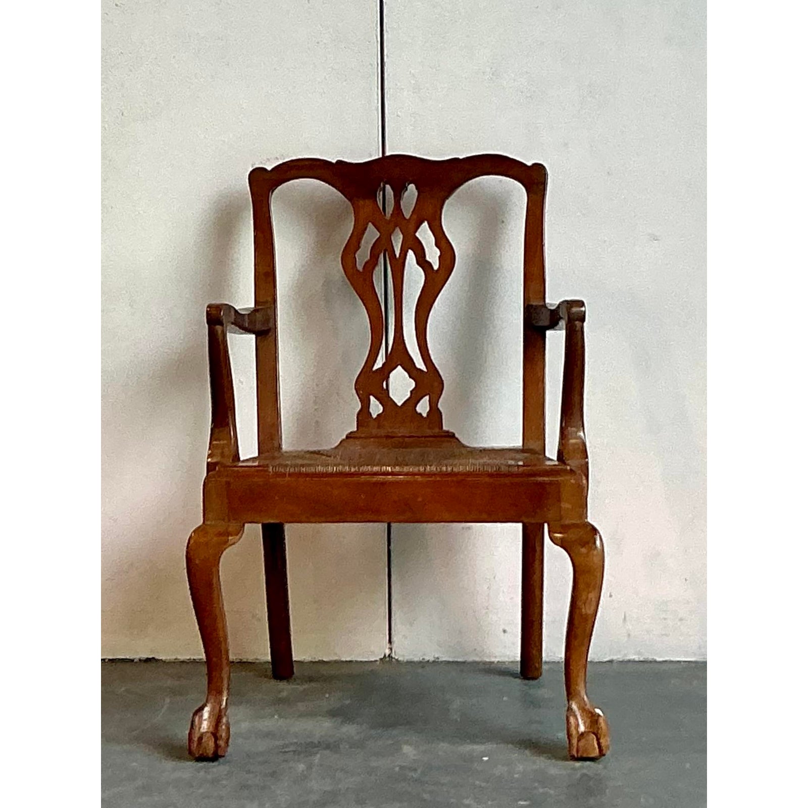 Vintage Regency Paine Furniture Claw and Ball Fireside Chair - Back view