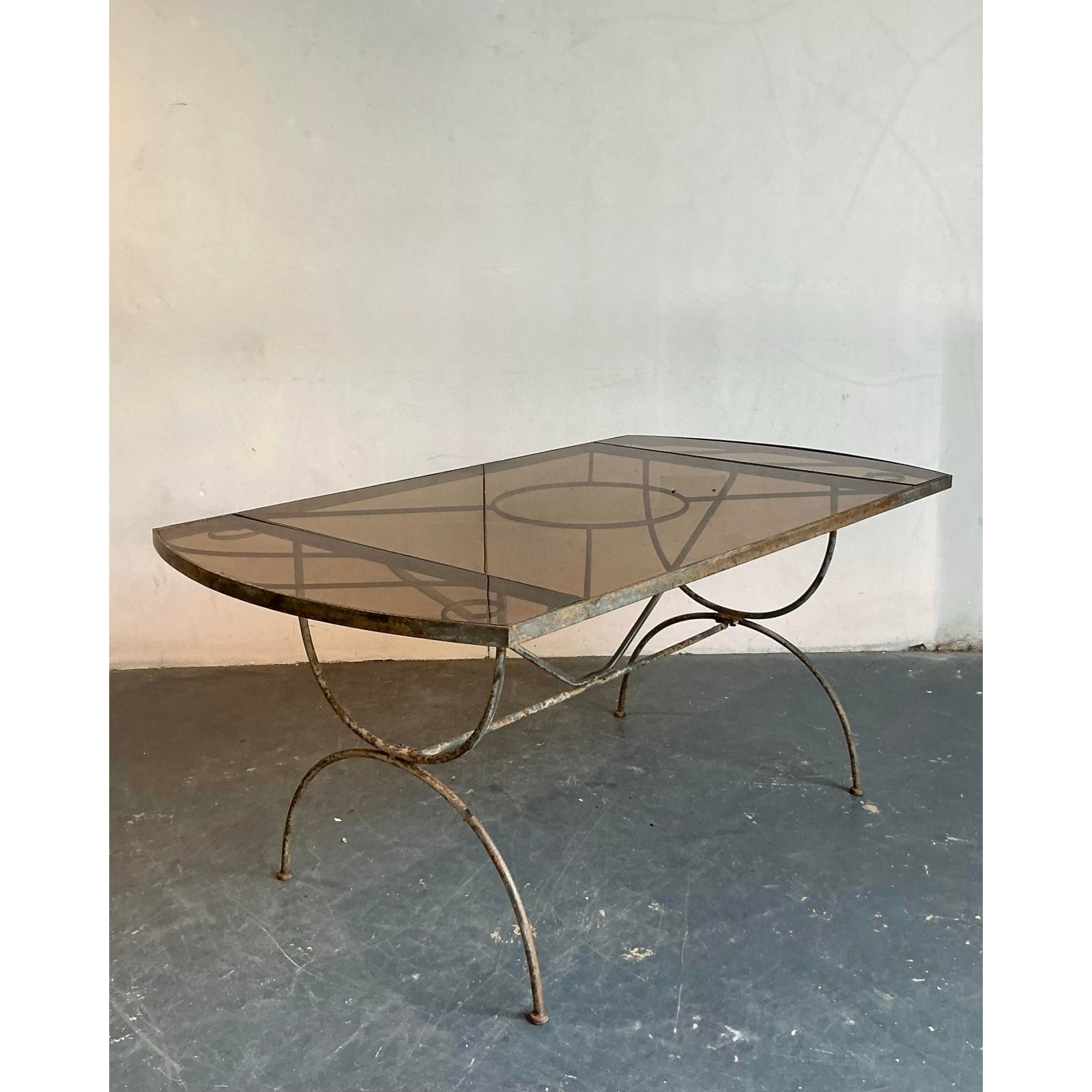 Vintage Boho Wrought Iron Dining Table After Tempestini - Top view