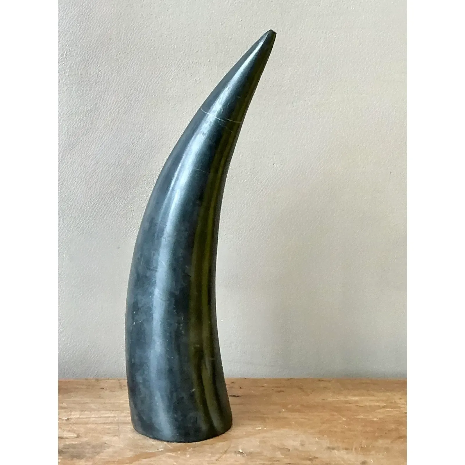 Vintage Boho Polished Stone Tusk - Detail view