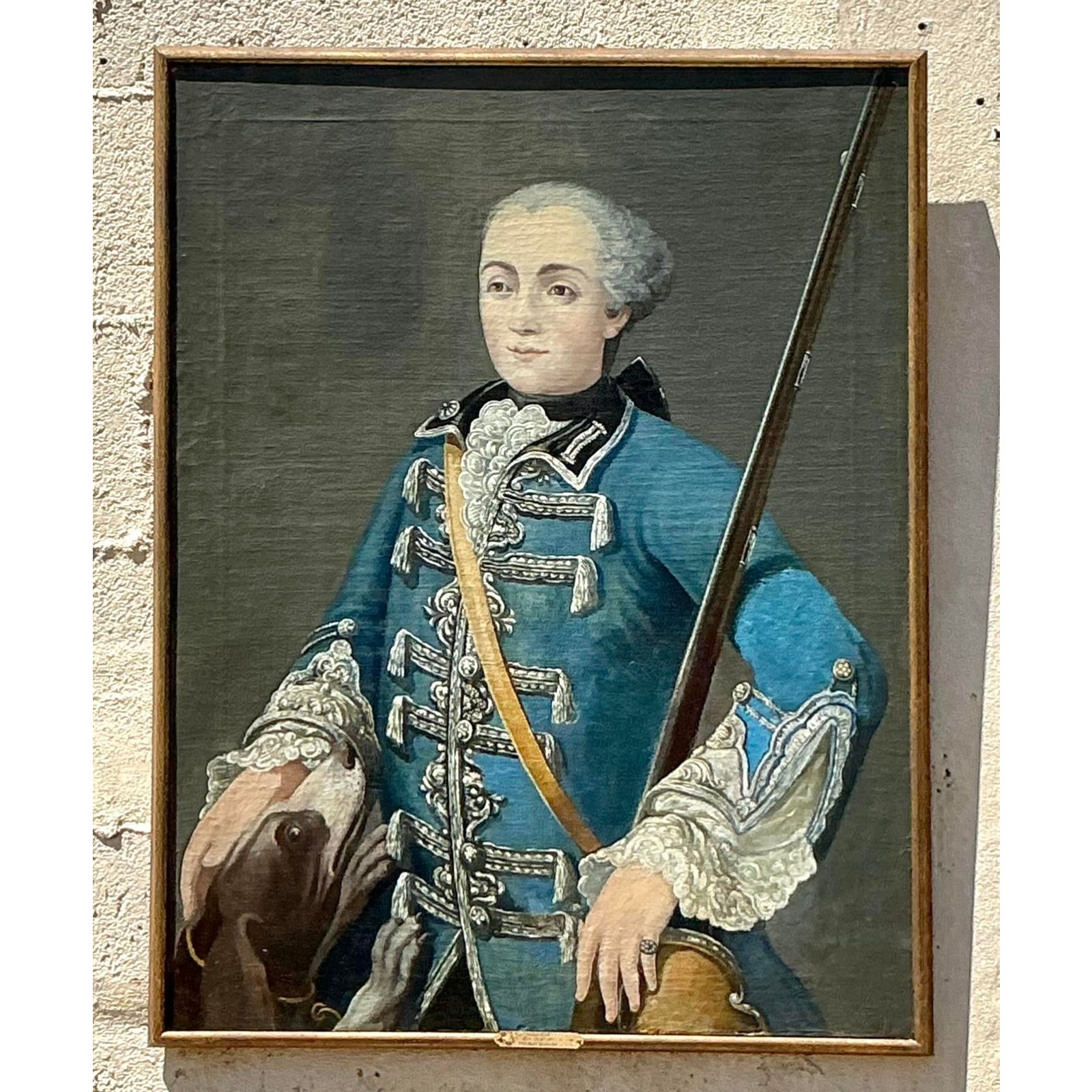 Vintage Boho 18th Century French School Portrait of a Gentleman - Side view