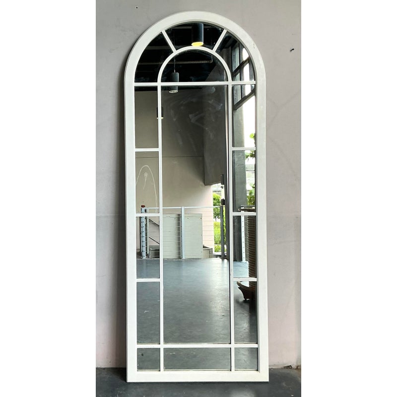 Vintage Boho Arched Millwork Floor Mirror - Detail view