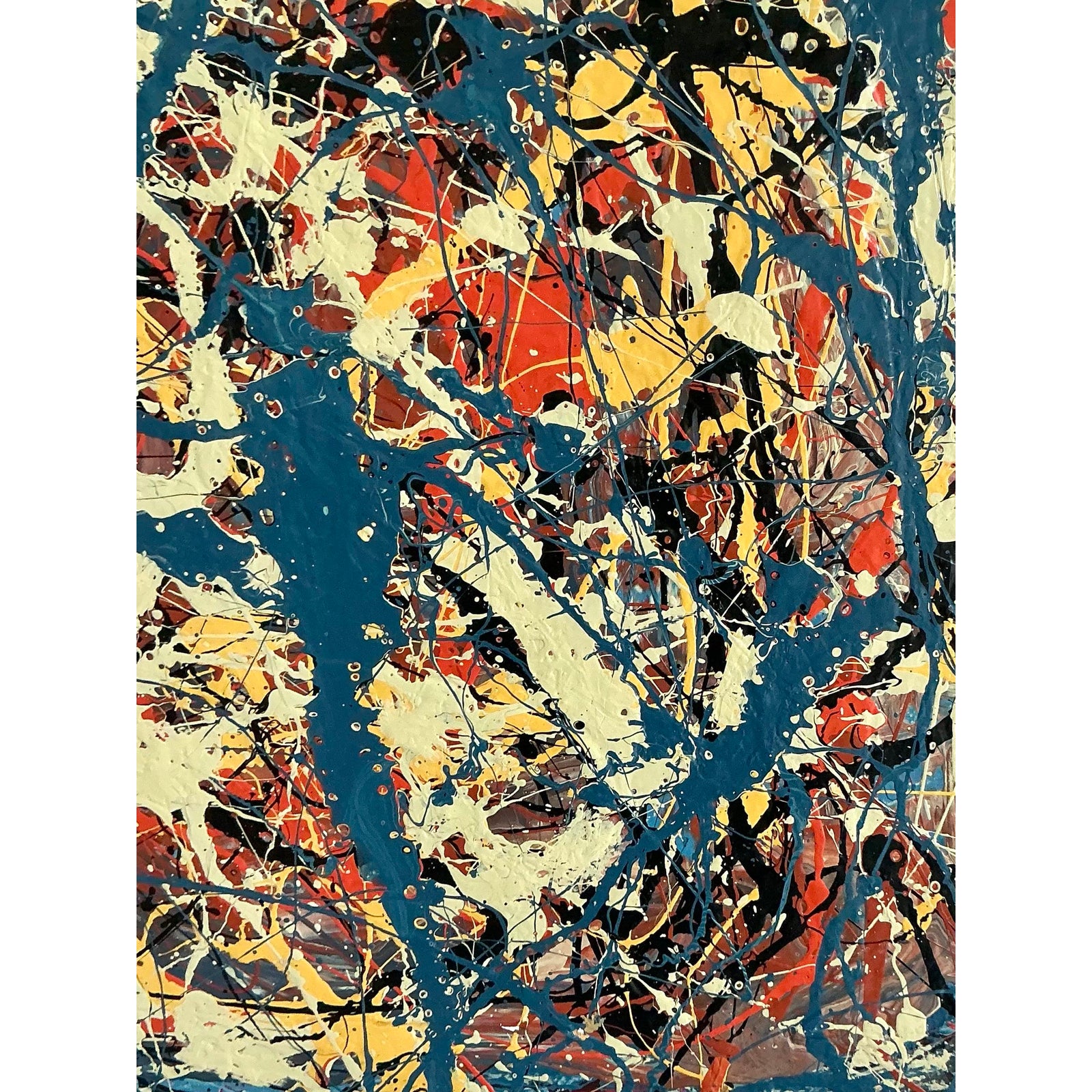 Vintage Boho Original Abstract Oil on Canvas - Canvas, 36W x 36H - Back view