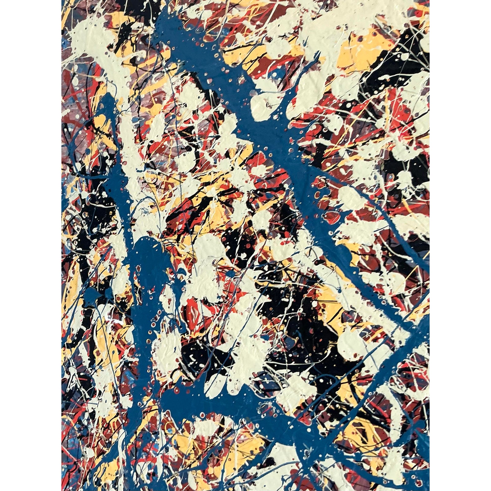 Vintage Boho Original Abstract Oil on Canvas - Canvas, 36W x 36H - Top view