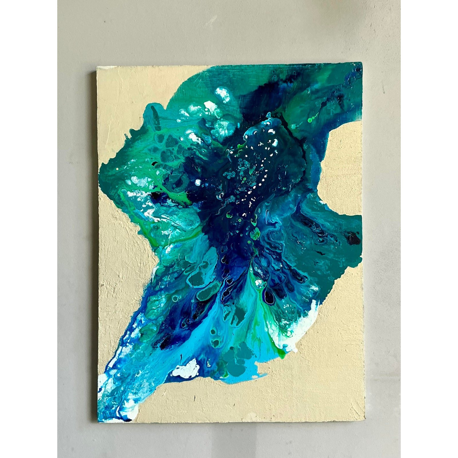 Vintage Boho Original Abstract Oil on Canvas - Canvas, 36W x 48.25H - Side view