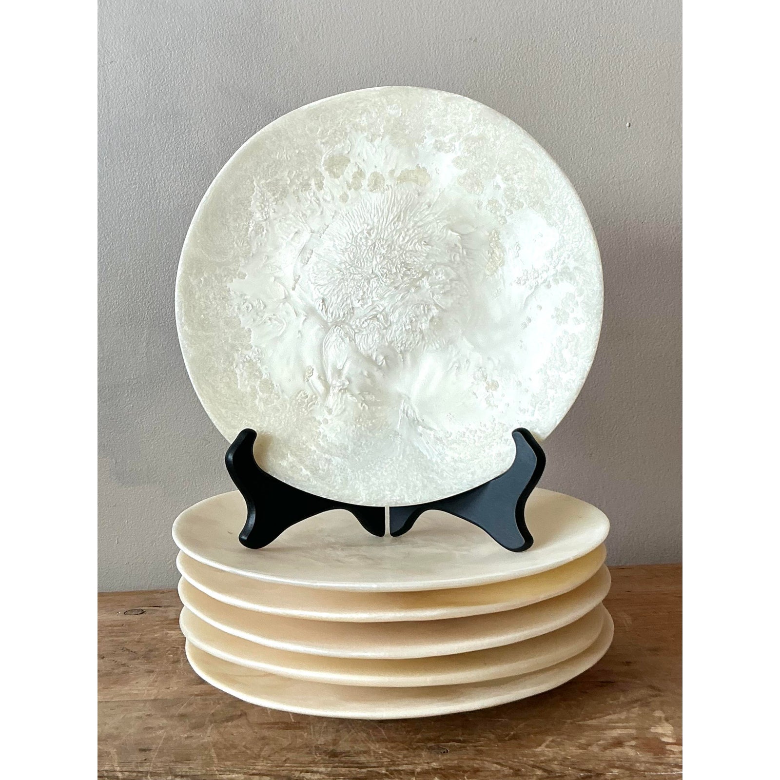 Vintage Boho Poured Resin Plates - Set of 6 - Detail view