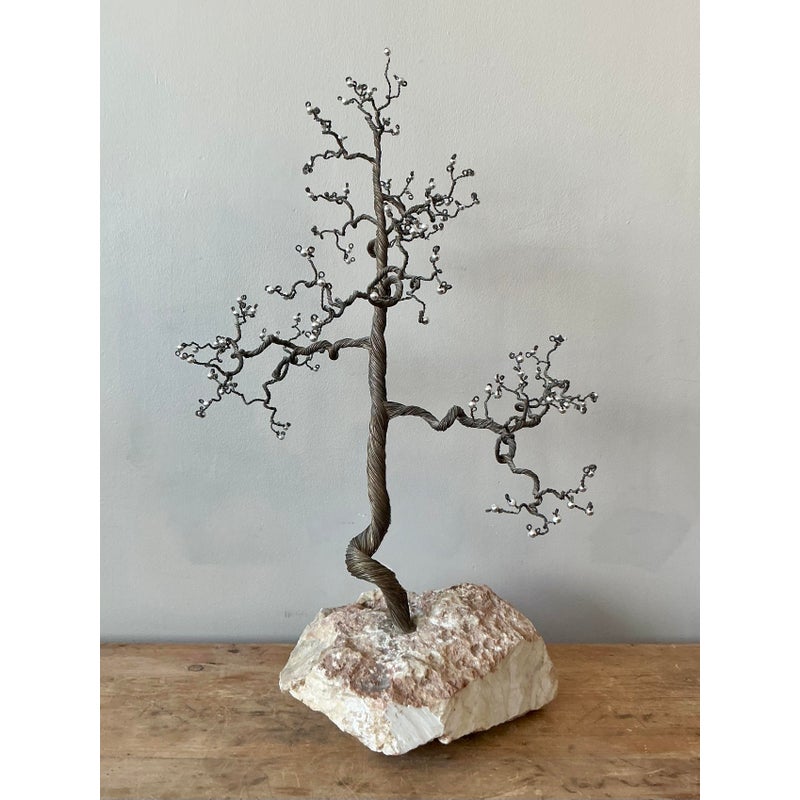 Vintage Boho Twisted Tree Sculpture With Crystal Detail - Back view