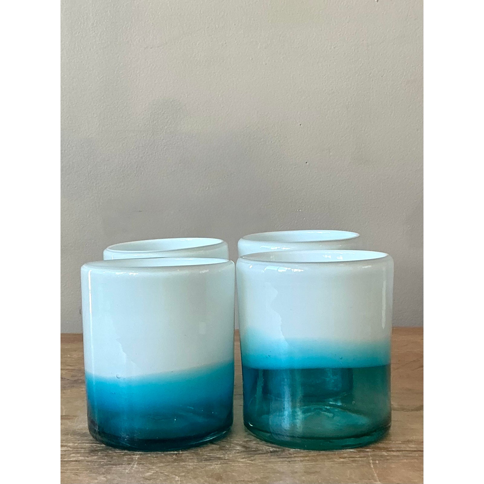 Vintage Boho Two Tone Glasses - Set of 4 - Side view