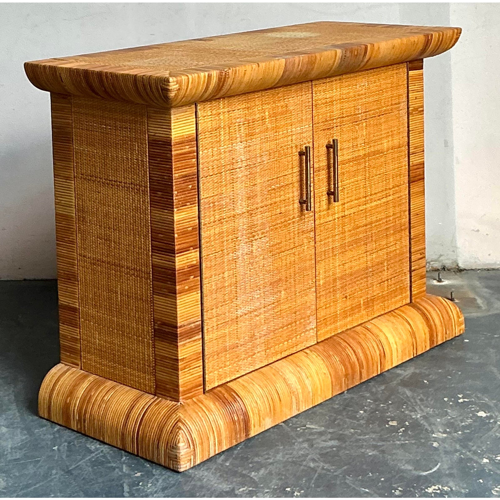 Vintage Boho Bielecky Brothers Woven Rattan Sideboard - Side view