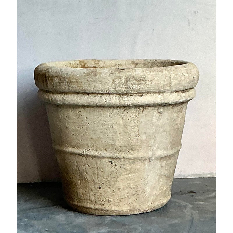 Vintage Boho Monumental Cast Concrete Planter - Detail view