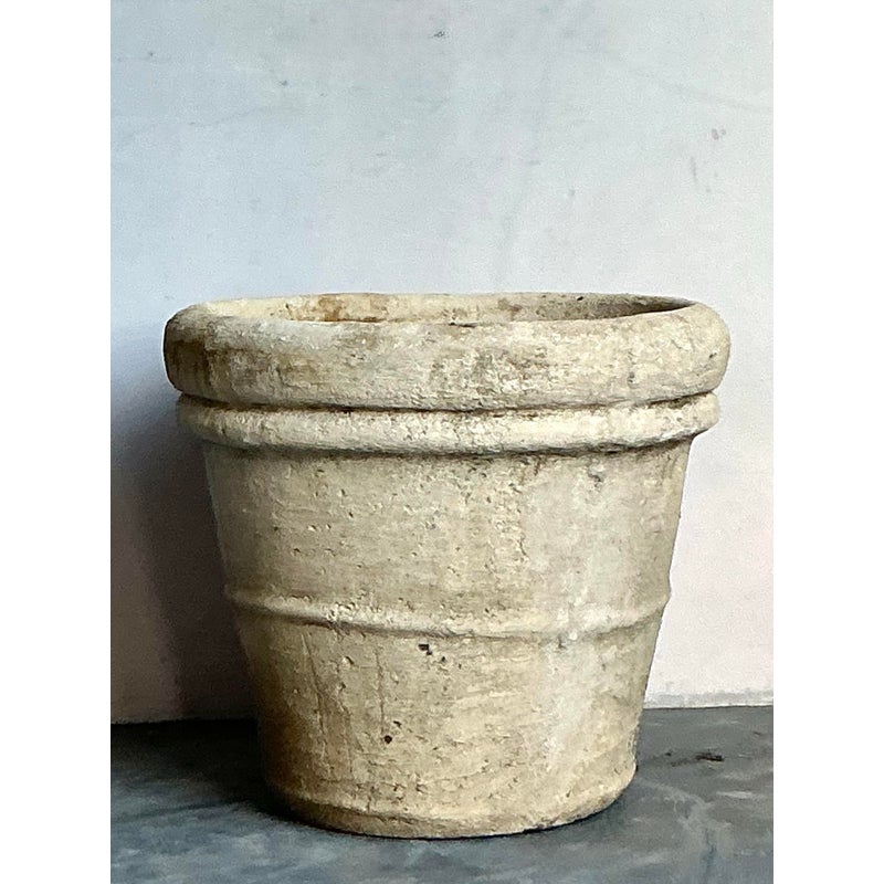 Vintage Boho Monumental Cast Concrete Planter - Back view