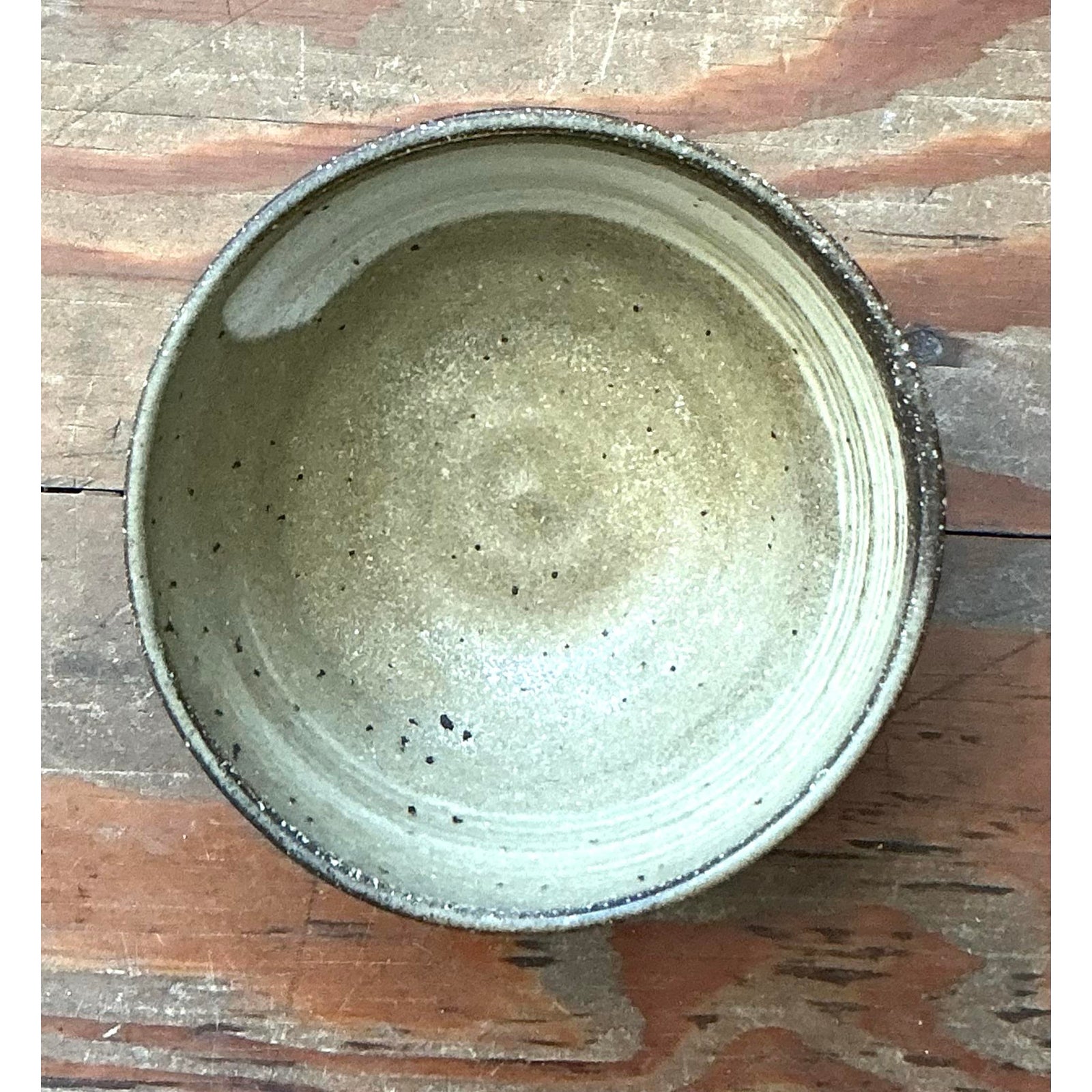Vintage Boho Studio Pottery Bowl - Stoneware, 7.2W x 3.5H - Back view