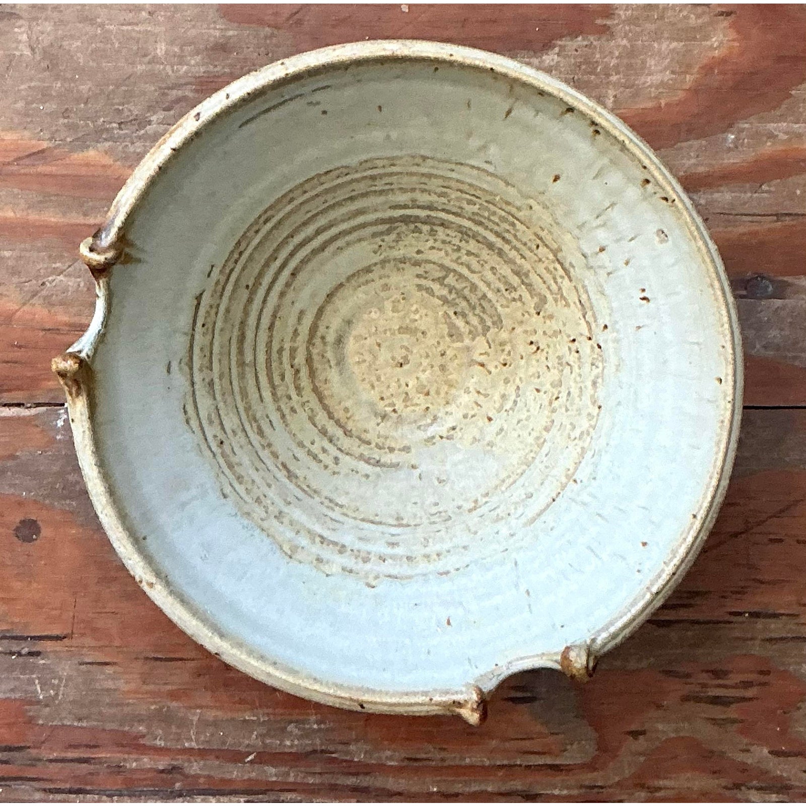 Vintage Boho Studio Pottery Bowl - Stoneware, 7.2W x 3.5H - Detail view
