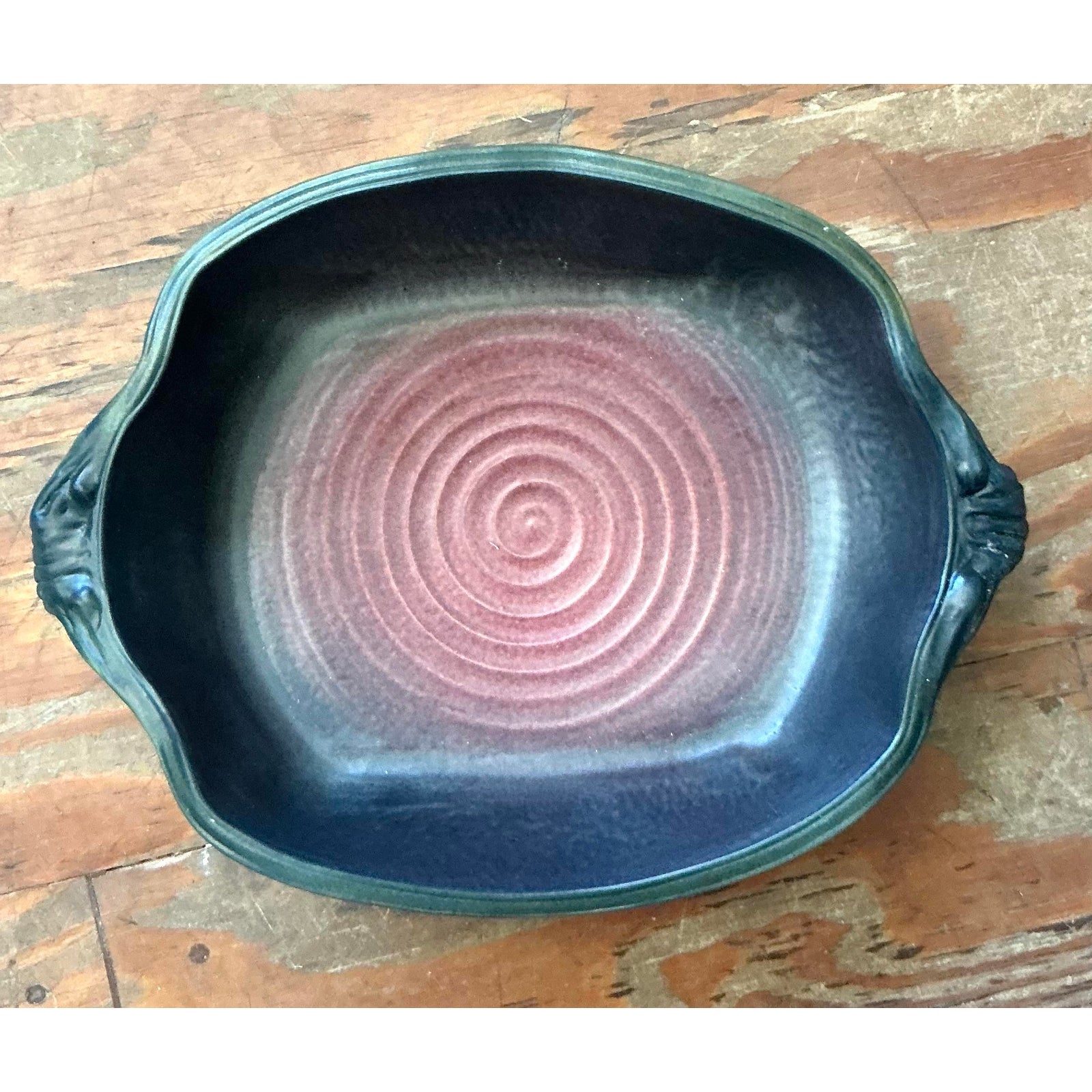 Vintage Boho Studio Pottery Bowl - Ceramic, 14.5W x 11H - Detail view