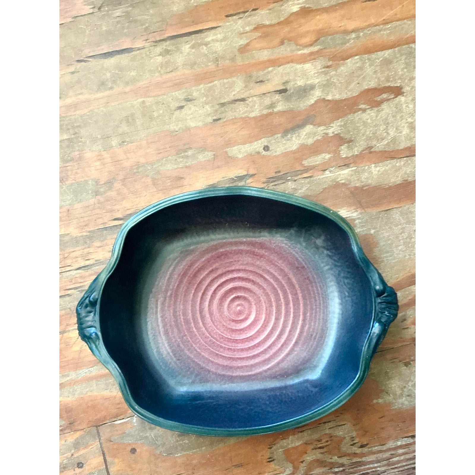 Vintage Boho Studio Pottery Bowl - Ceramic, 14.5W x 11H - Side view