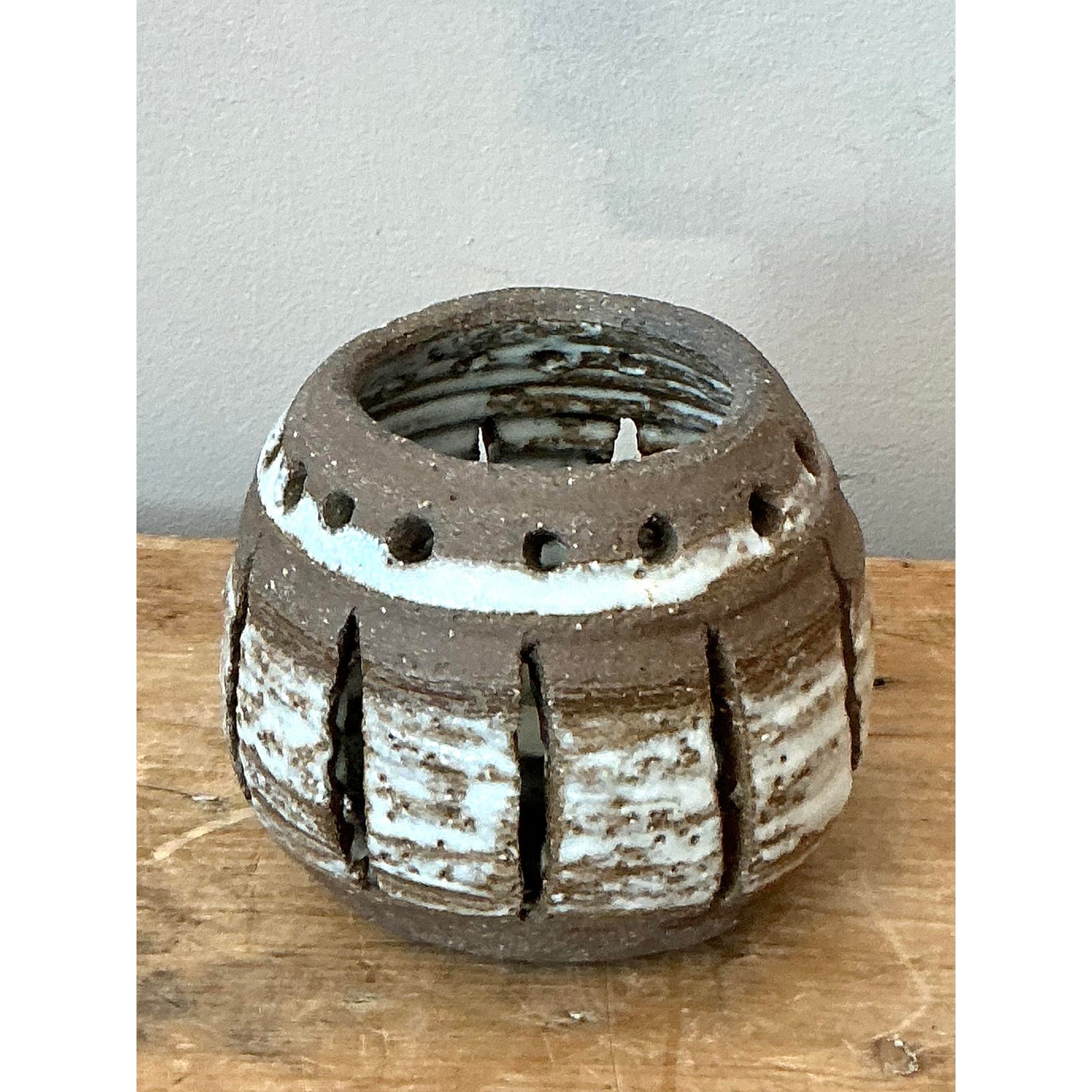 Vintage Boho Studio Pottery Votive - Detail view