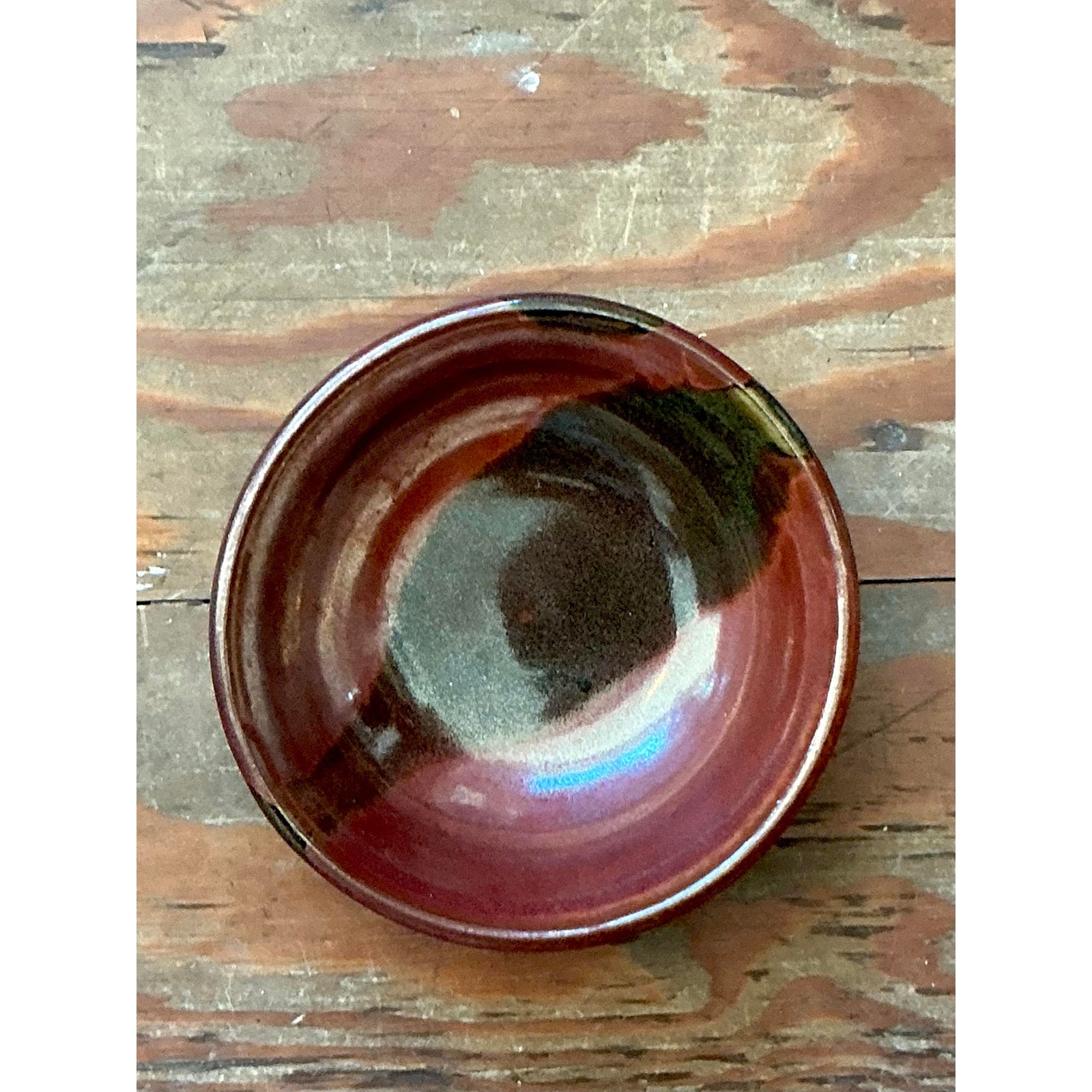 Vintage Boho Studio Pottery Bowl - Stoneware, 7.5W x 2.2H - Side view