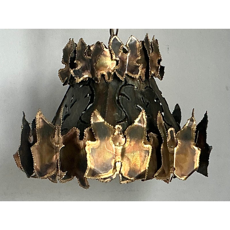 Vintage MCM Torch Cut Chandelier After Tom Greene - Detail view