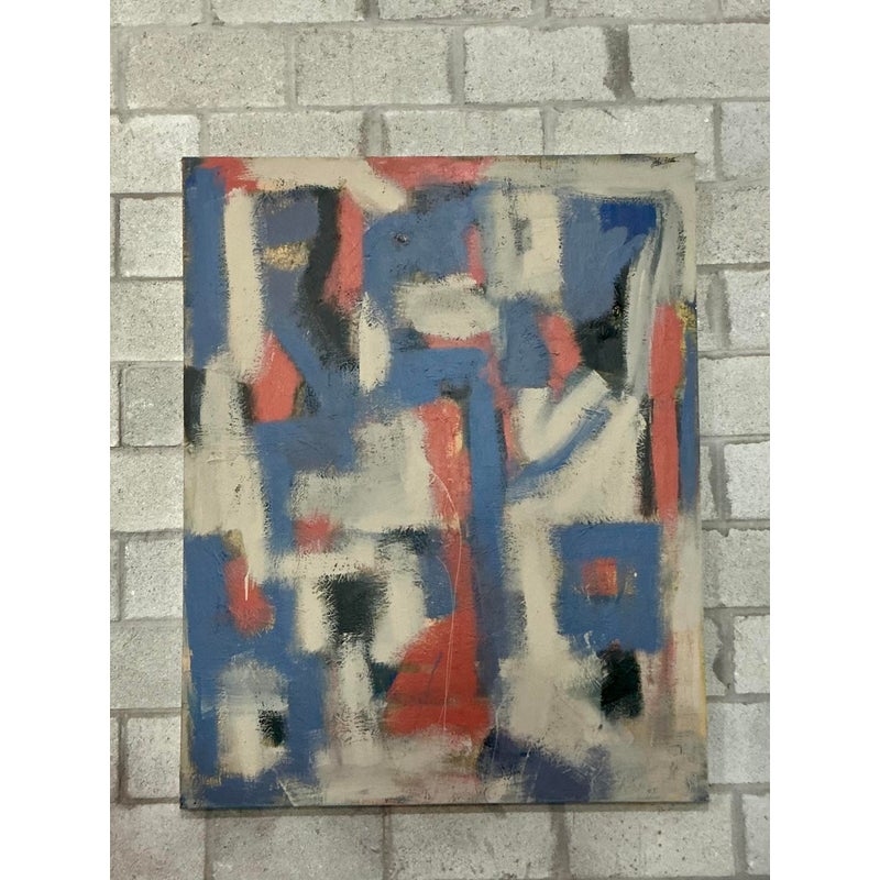 Vintage Boho Monumental Original Abstract Oil on Canvas - Canvas, 48W x 60H - Detail view