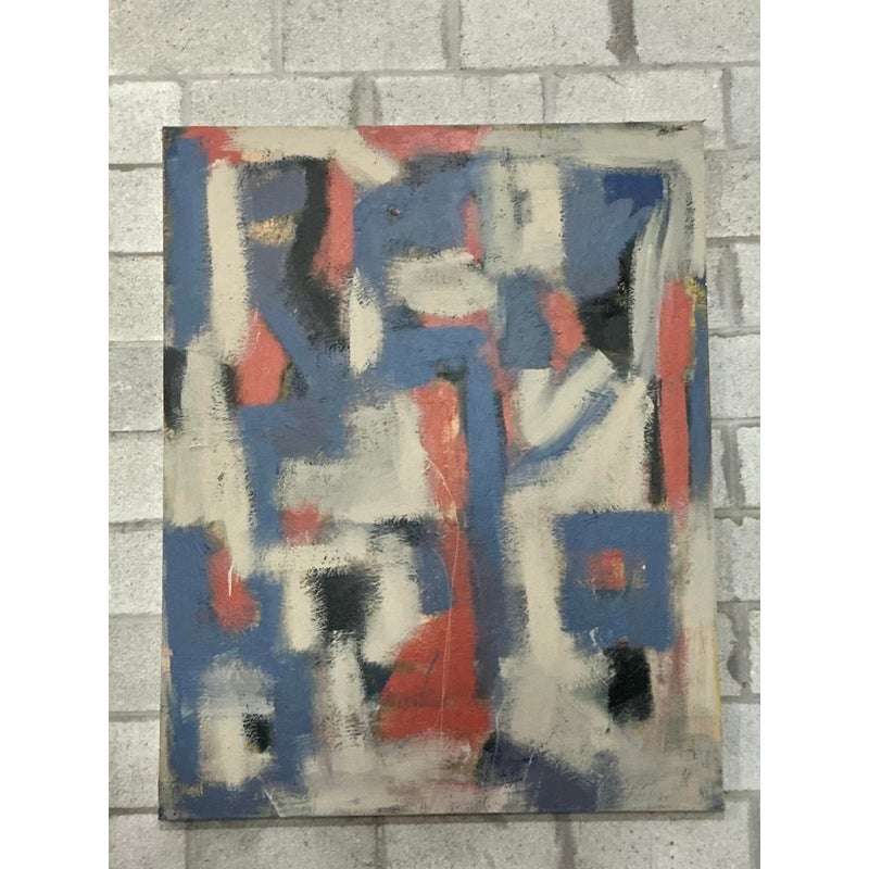 Vintage Boho Monumental Original Abstract Oil on Canvas - Canvas, 48W x 60H - Side view
