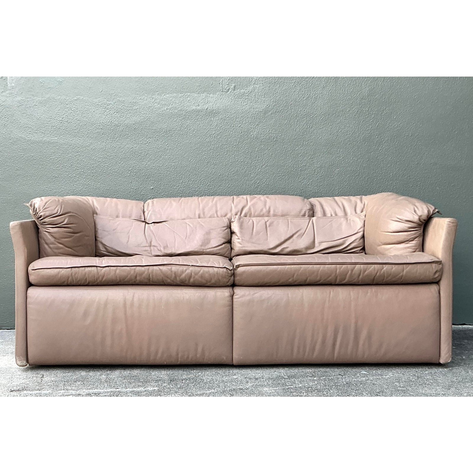 Vintage Italian Sapporitti Leather Sofa - Top view