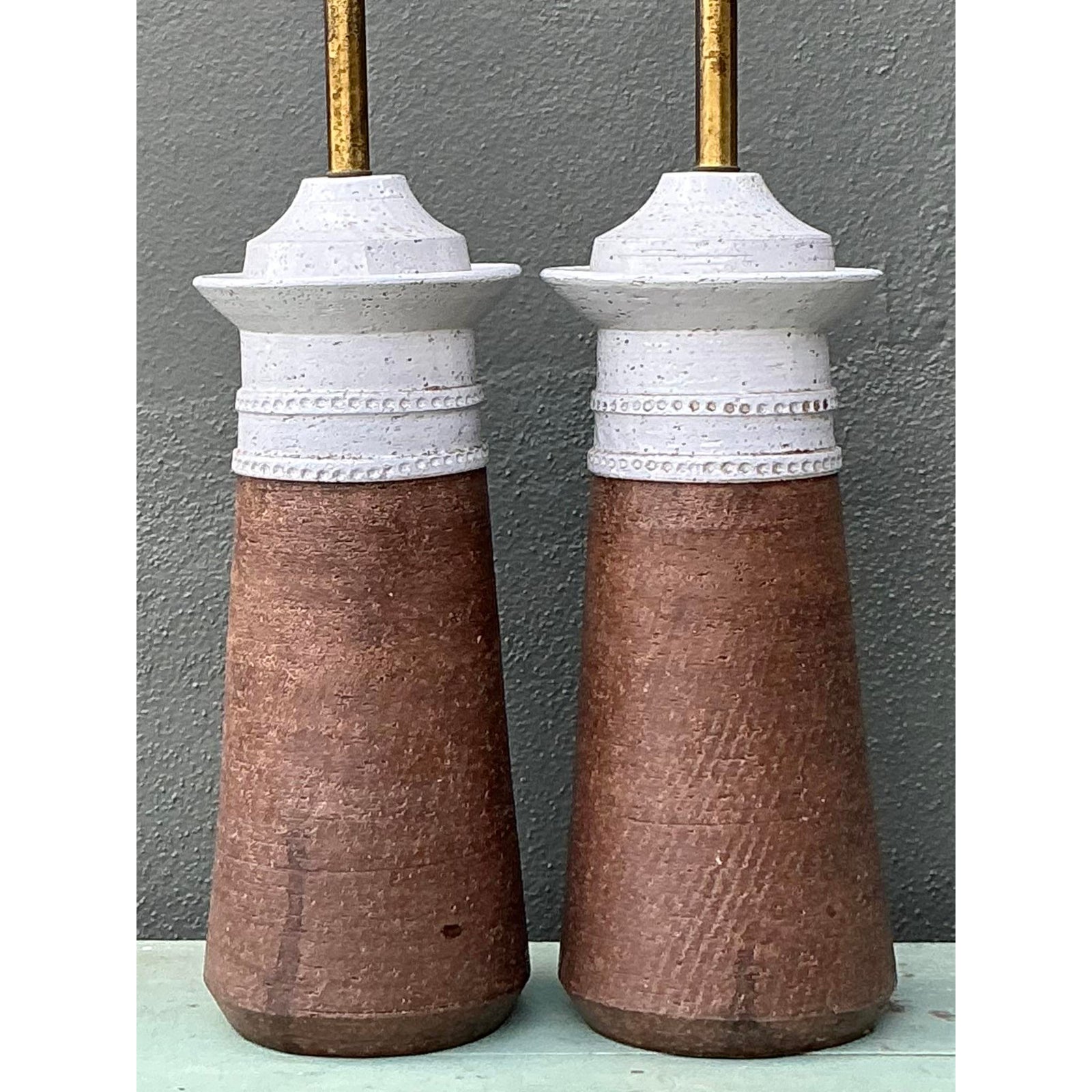 Vintage Boho Italian Ceramic Lamps After Bitossi - Detail view