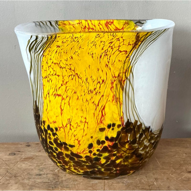 Vintage Boho Volcano Glass Vase - Side view