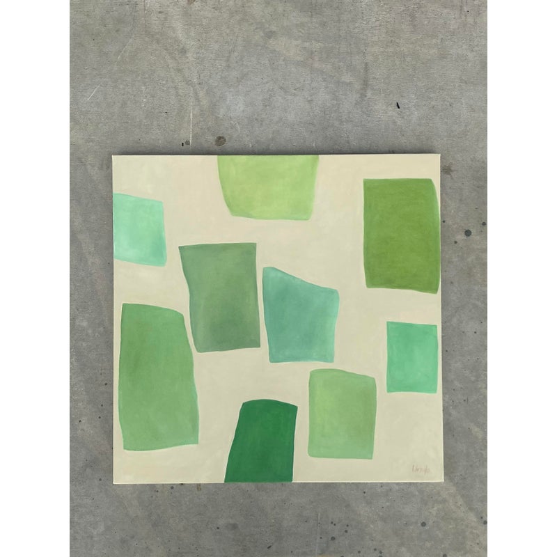 Vintage Boho Original Geometric Abstract Oil on Canvas - Canvas, 36W x 36H - Back view
