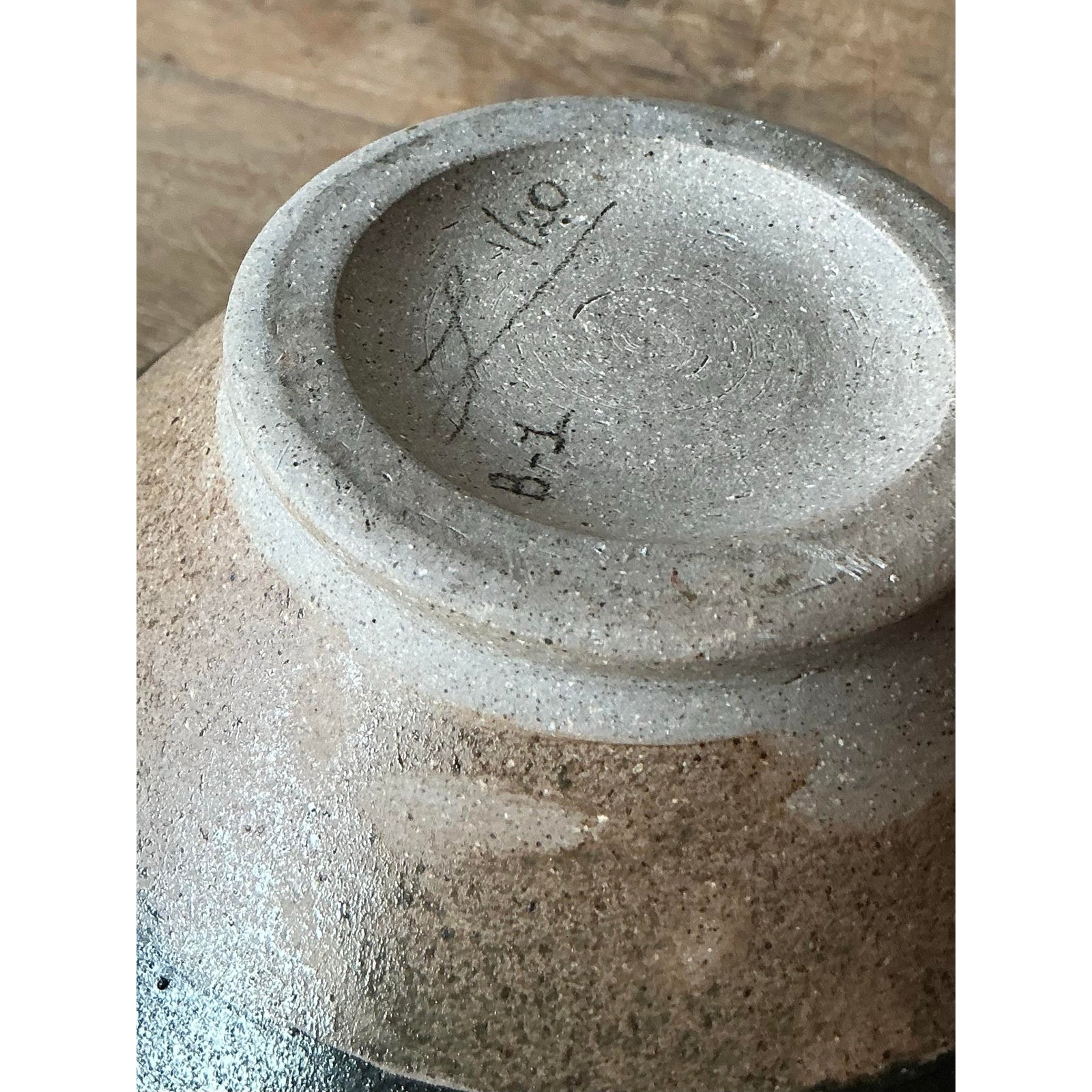 Vintage Boho Original Studio Pottery Bowl - Ceramic, 12.25W x 5.5H - Top view