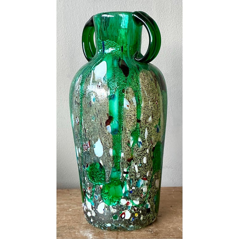 Vintage Italian Art Glass Vase After Murano - Glass, 5W x 11.25H - Side view