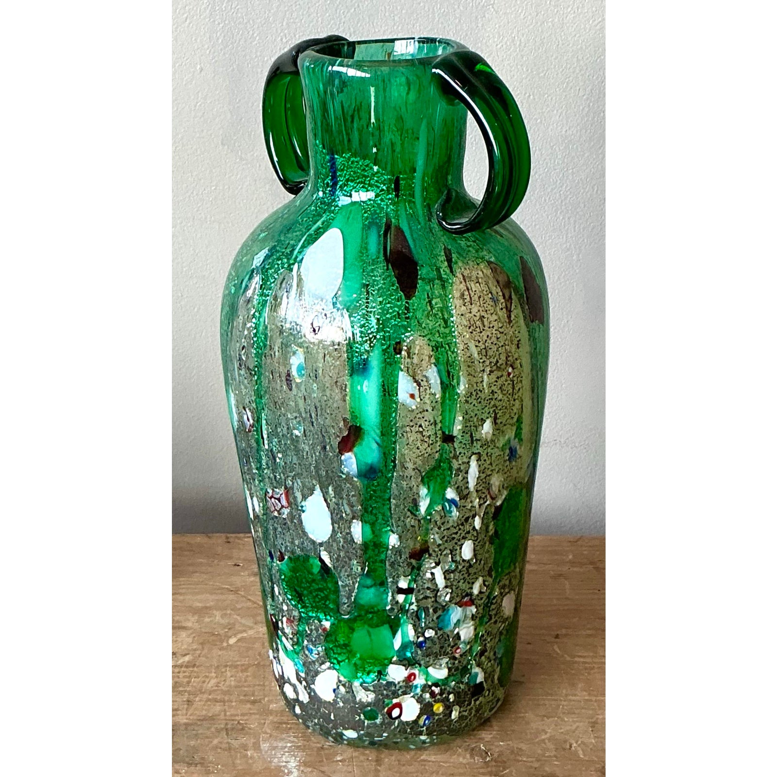 Vintage Italian Art Glass Vase After Murano - Glass, 5W x 11.25H - Back view