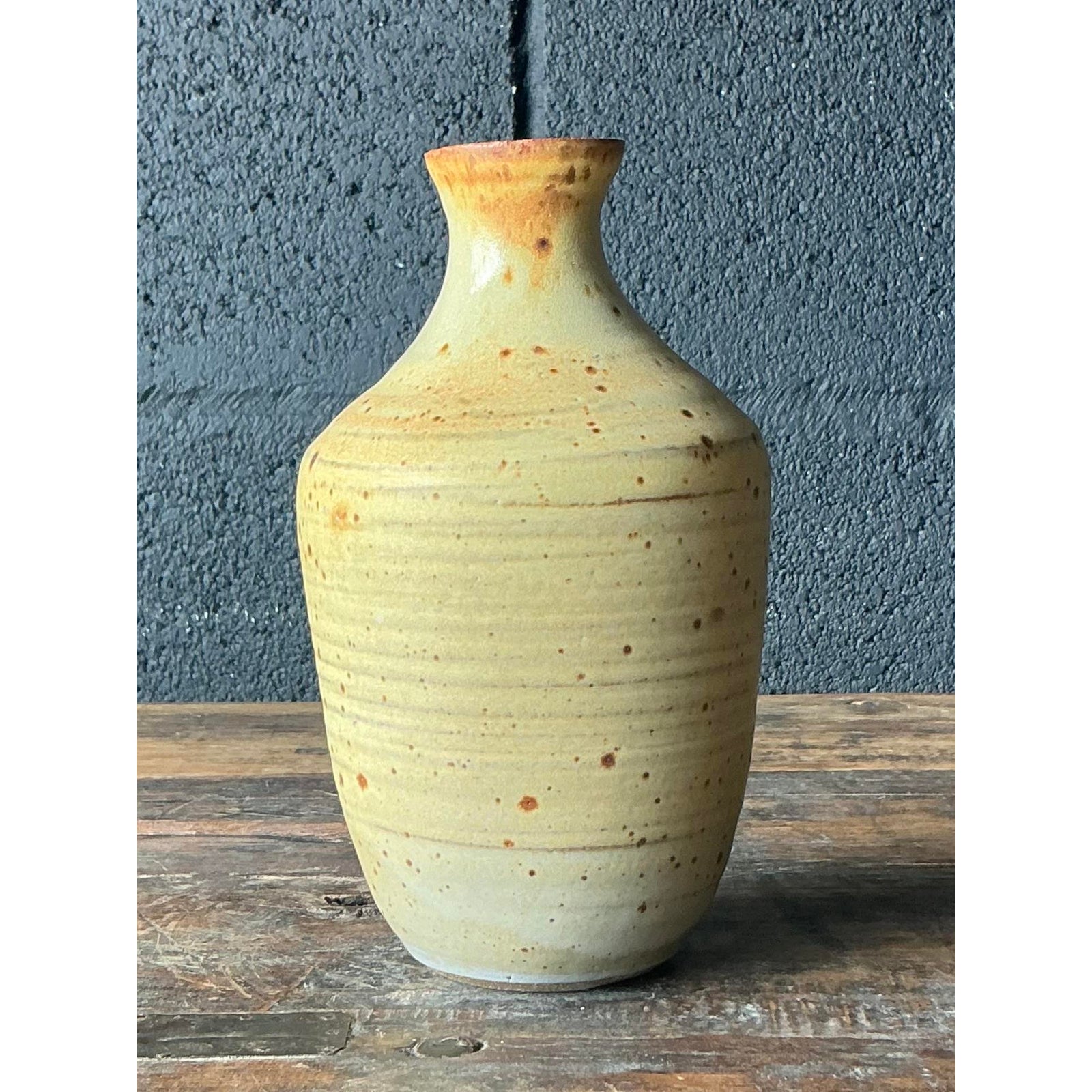 Vintage Boho Spotted Studio Pottery Vase - Detail view