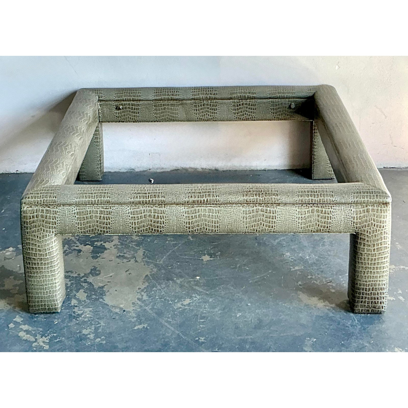 Vintage Boho Stamped Croco Coffee Table - Top view