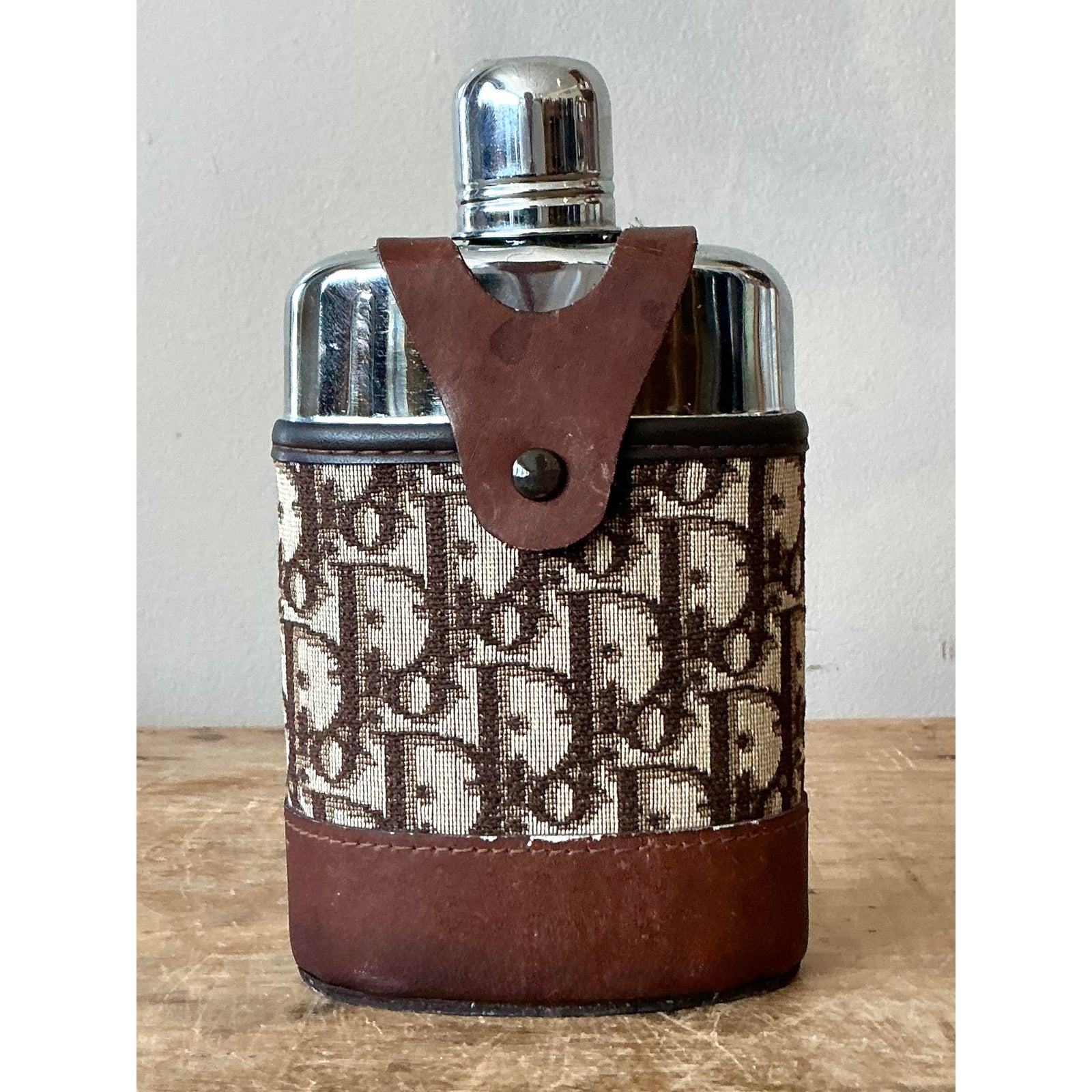 Vintage Boho 1970s Dior Hip Flask - Top view