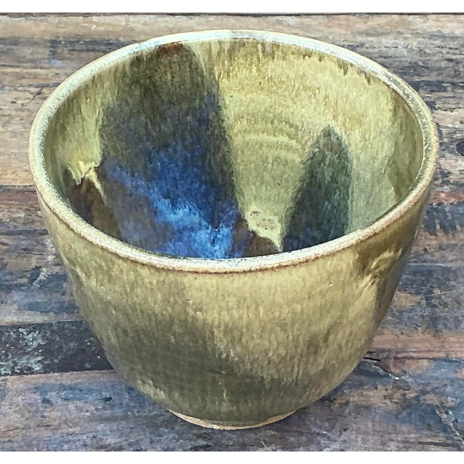 Vintage Boho Original Studio Pottery Bowl - Ceramic, 5W x 4H - Back view