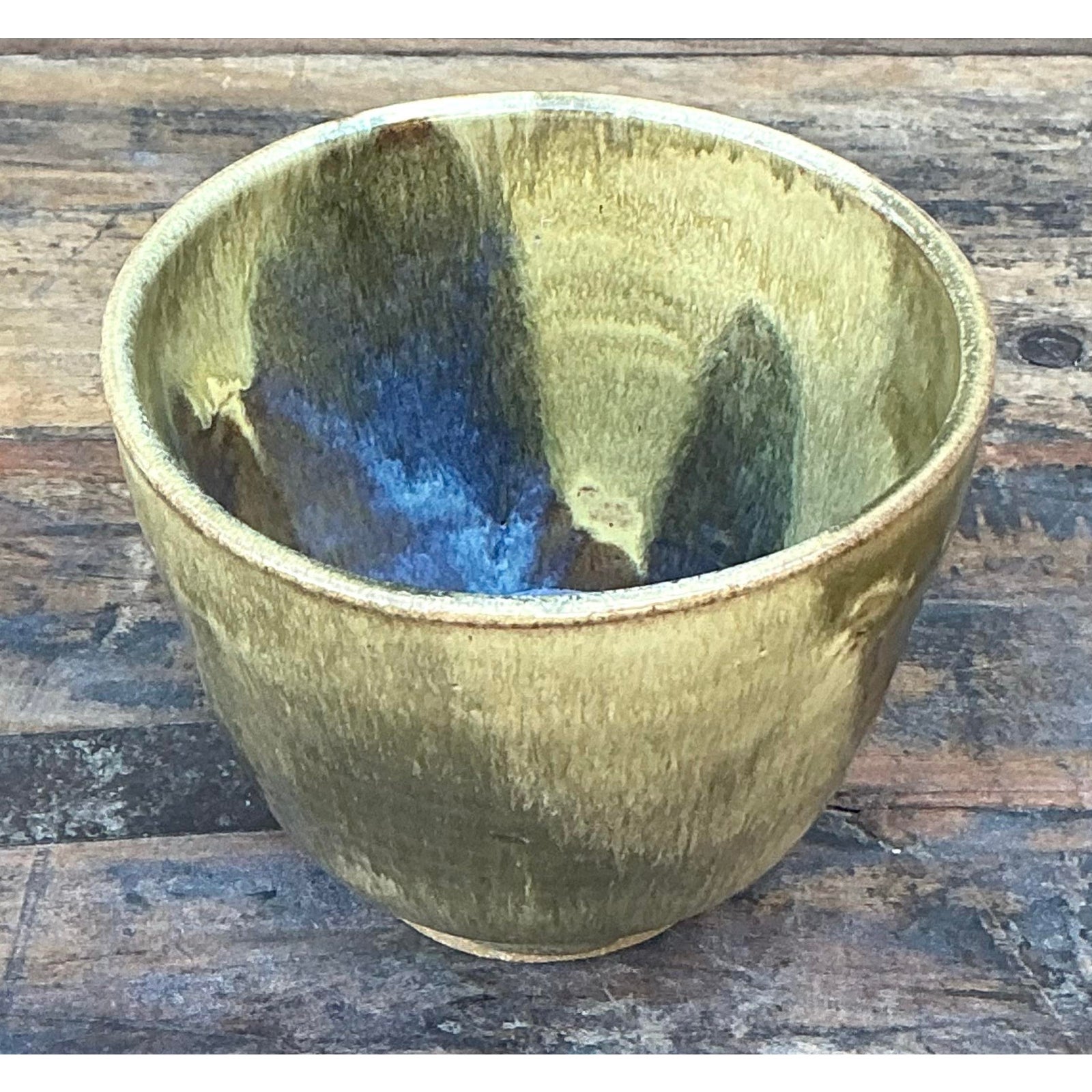 Vintage Boho Original Studio Pottery Bowl - Ceramic, 5W x 4H - Top view