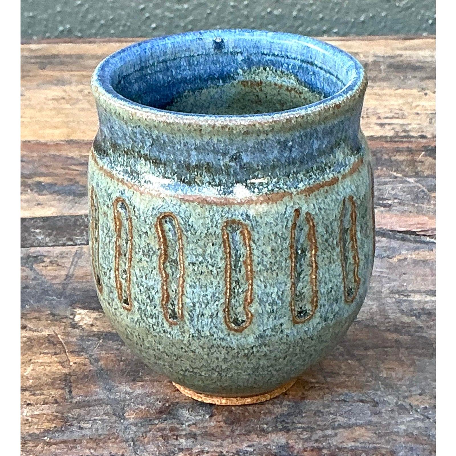 Vintage Boho Original Studio Pottery Small Vase - Ceramic, 3W x 4H - Detail view