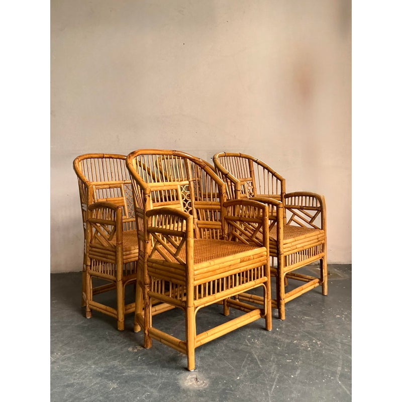 Vintage Boho Rattan Brighton Pavillion Dining Chairs - Set of 4 - Back view