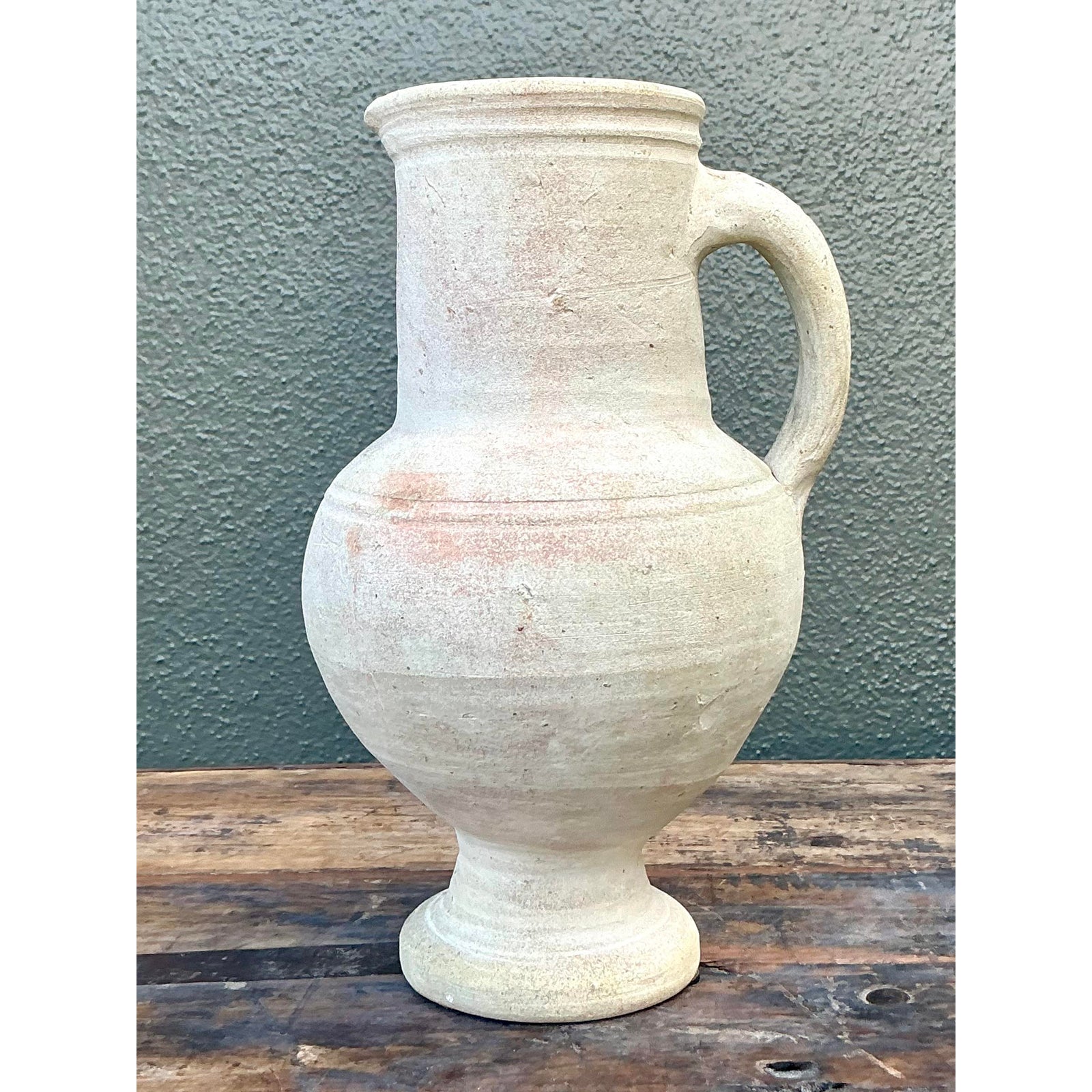 Vintage Boho Original Studio Pottery Bowl - Ceramic, 6.25W x 11H - Back view