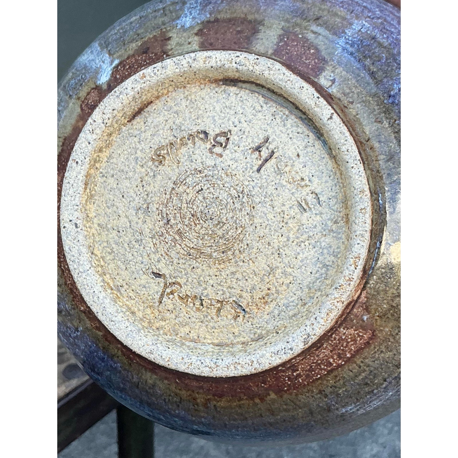 Vintage Boho Original Studio Pottery Bowl - Ceramic, 6.75W x 2.75H - Back view