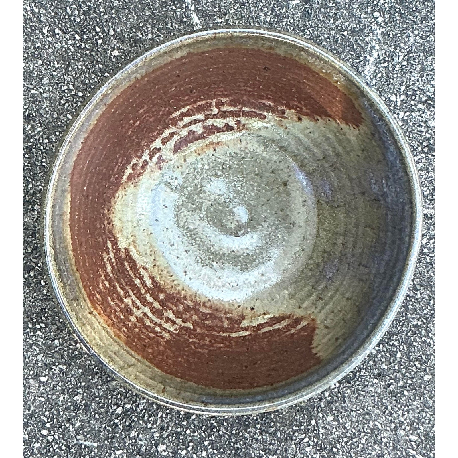Vintage Boho Original Studio Pottery Bowl - Ceramic, 6.75W x 2.75H - Top view