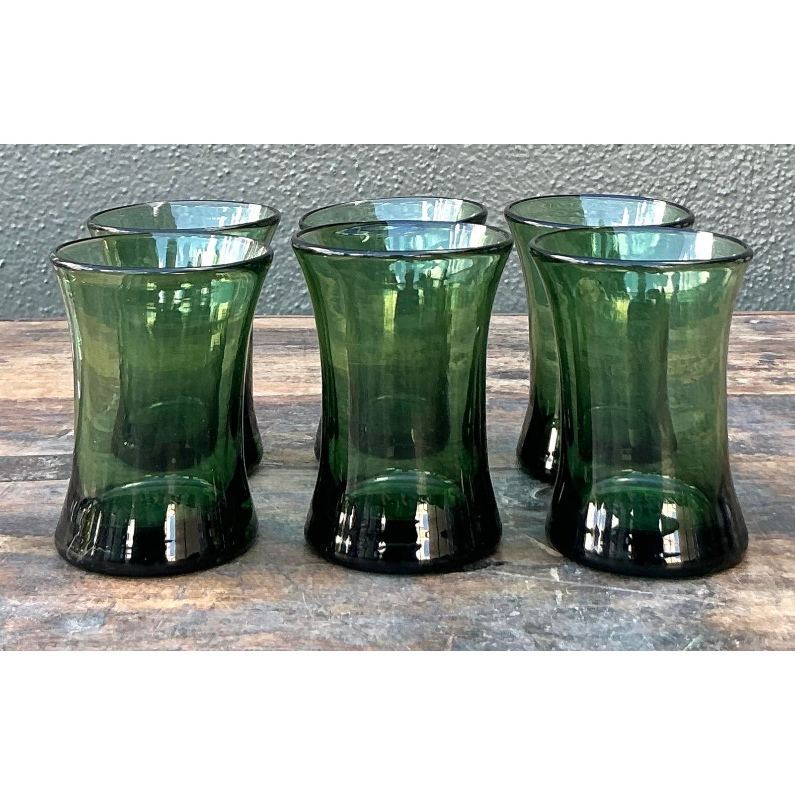 Vintage Italian Rustic Glass Shot Glasses - Set of 6 - Top view