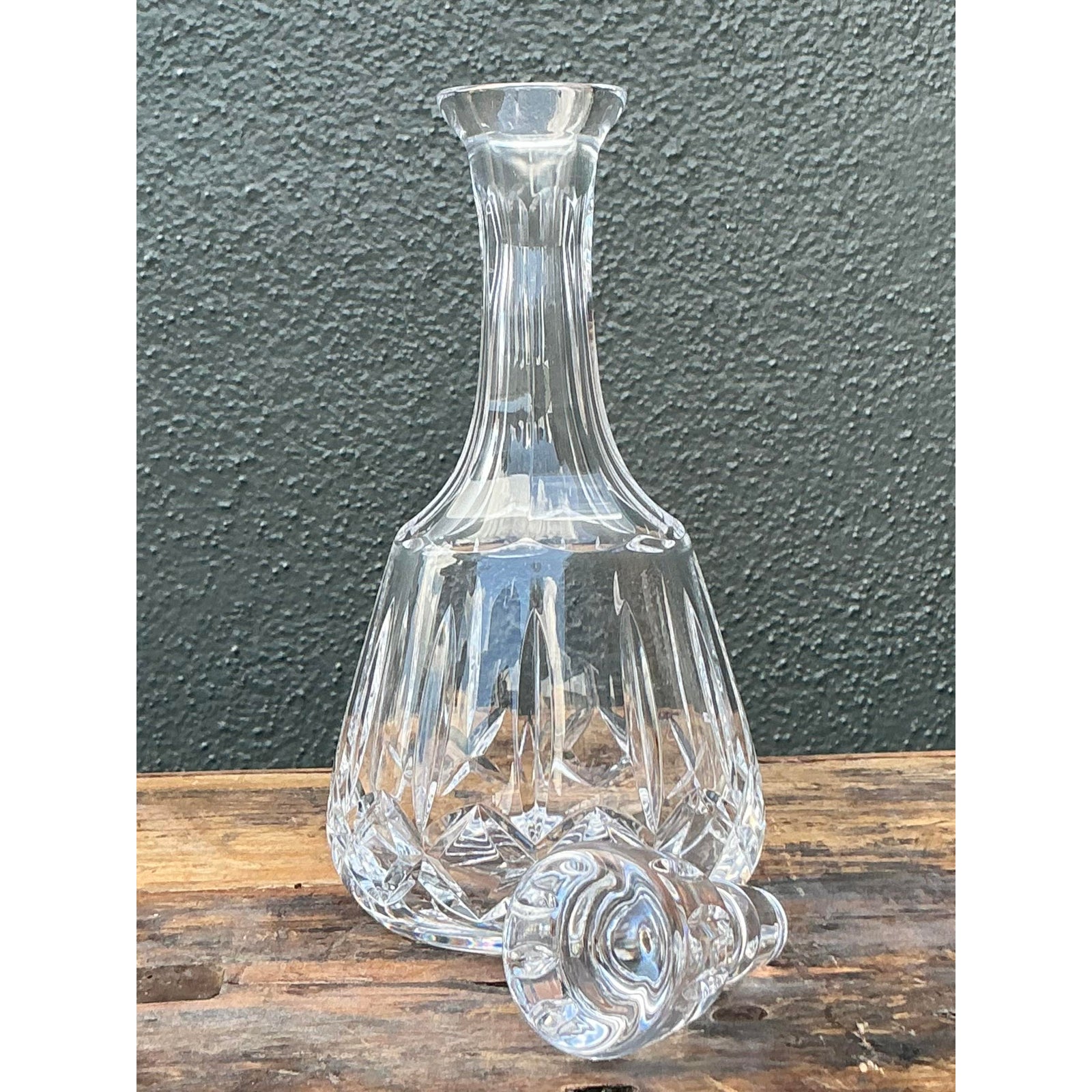 Vintage Regency Cut Glass Decanter - Glass, 4.75W x 11.5H - Detail view