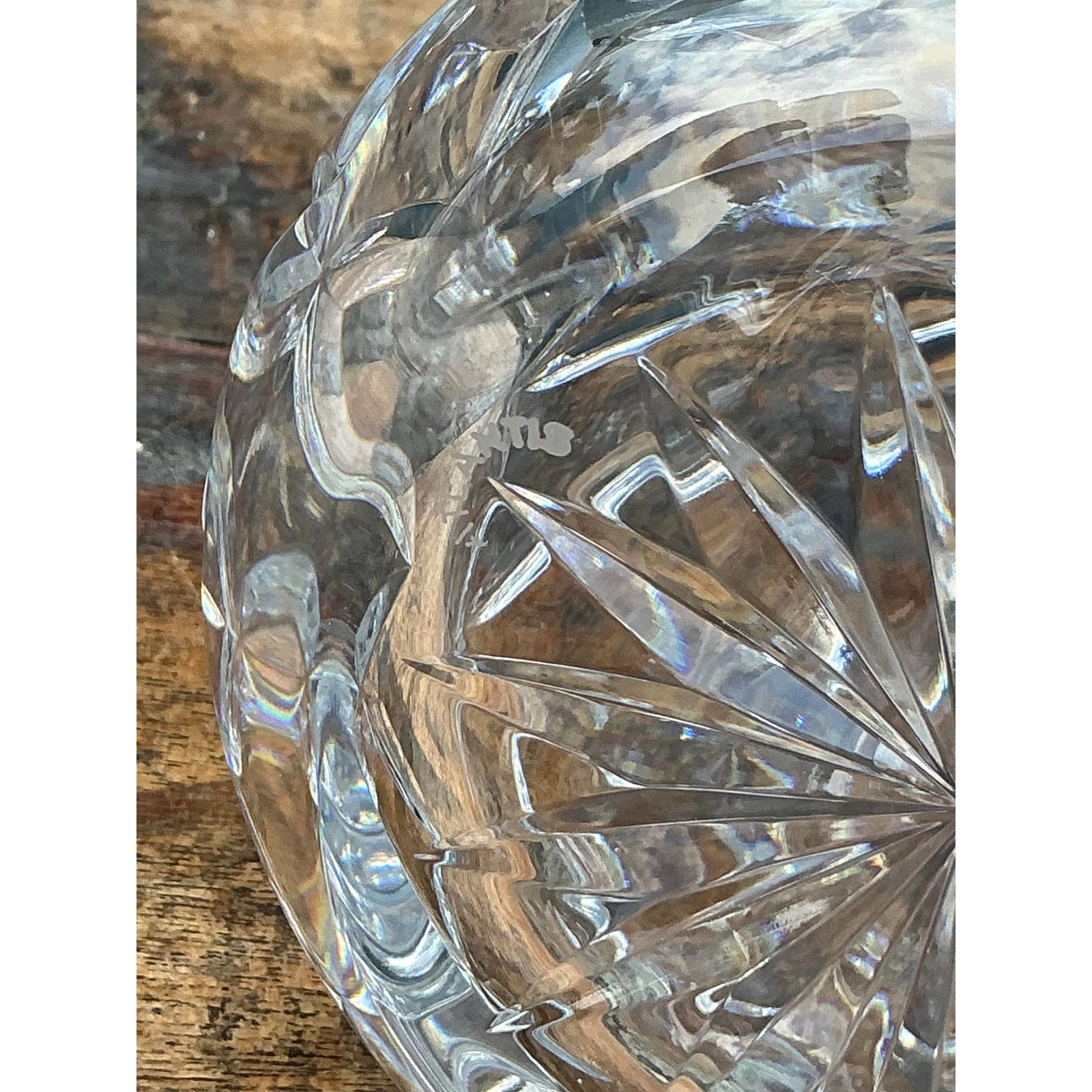 Vintage Regency Cut Glass Decanter - Glass, 4.75W x 11.5H - Side view