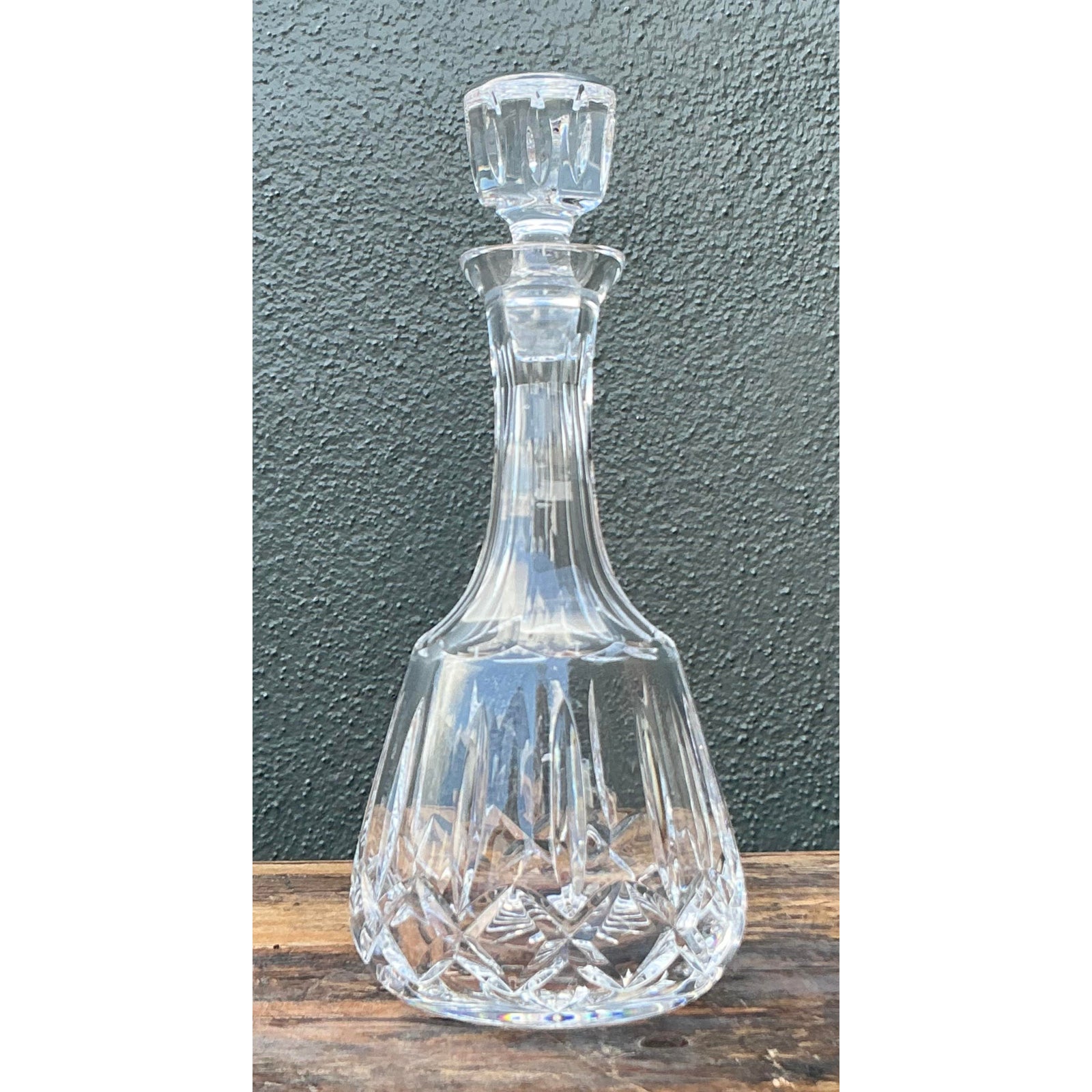 Vintage Regency Cut Glass Decanter - Glass, 4.75W x 11.5H - Top view