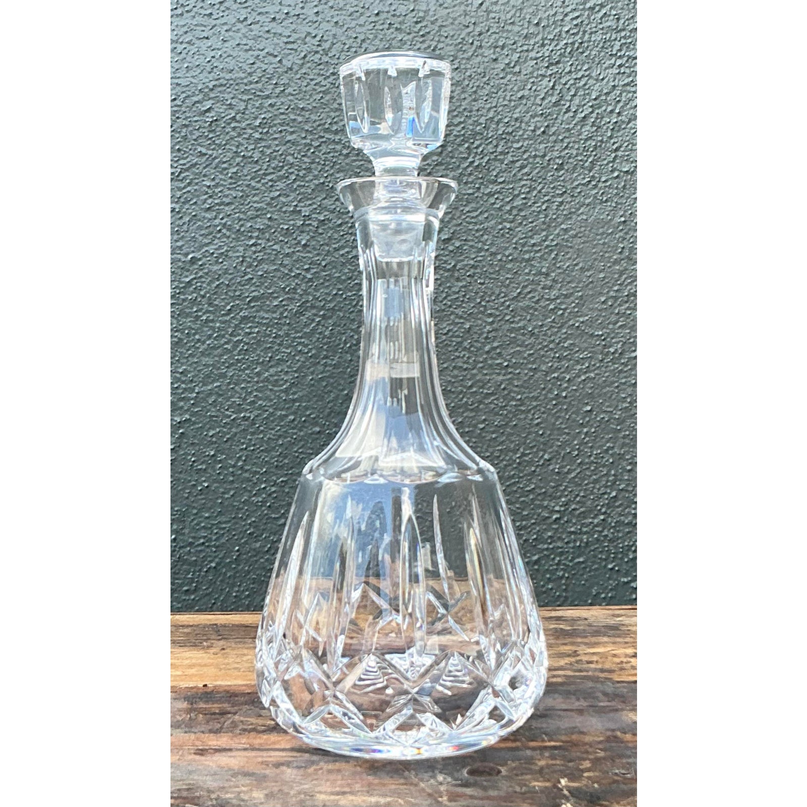 Vintage Regency Cut Glass Decanter - Glass, 4.75W x 11.5H - Top view