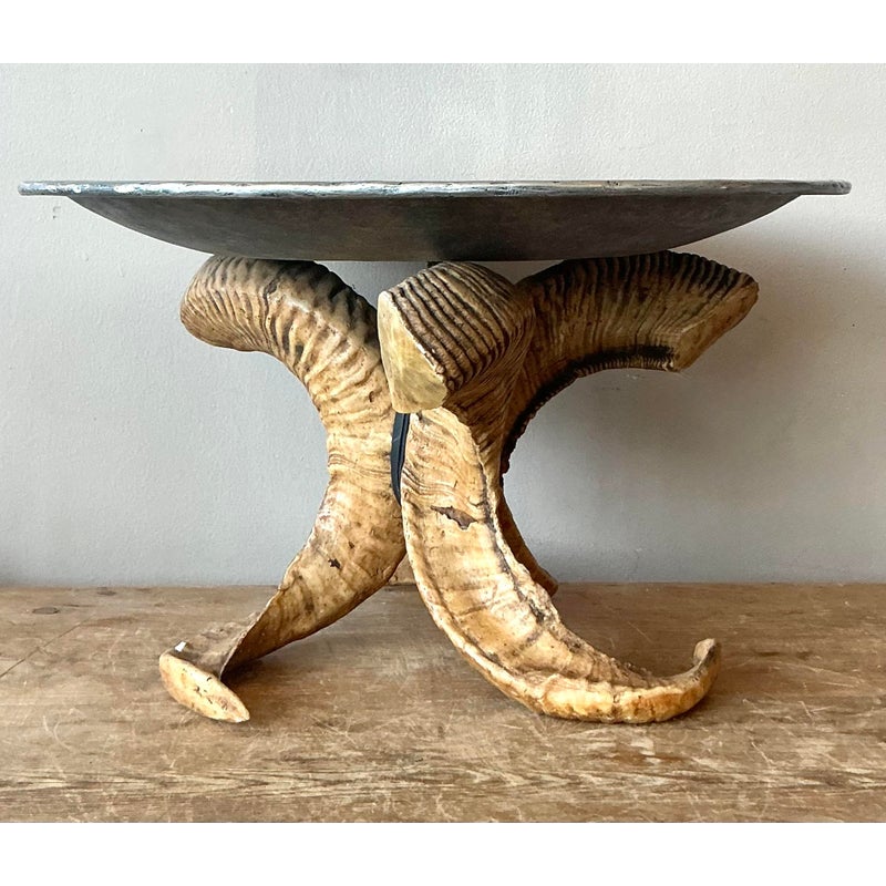 Vintage Boho Resin Horn Tray After Maitland Smith - Side view